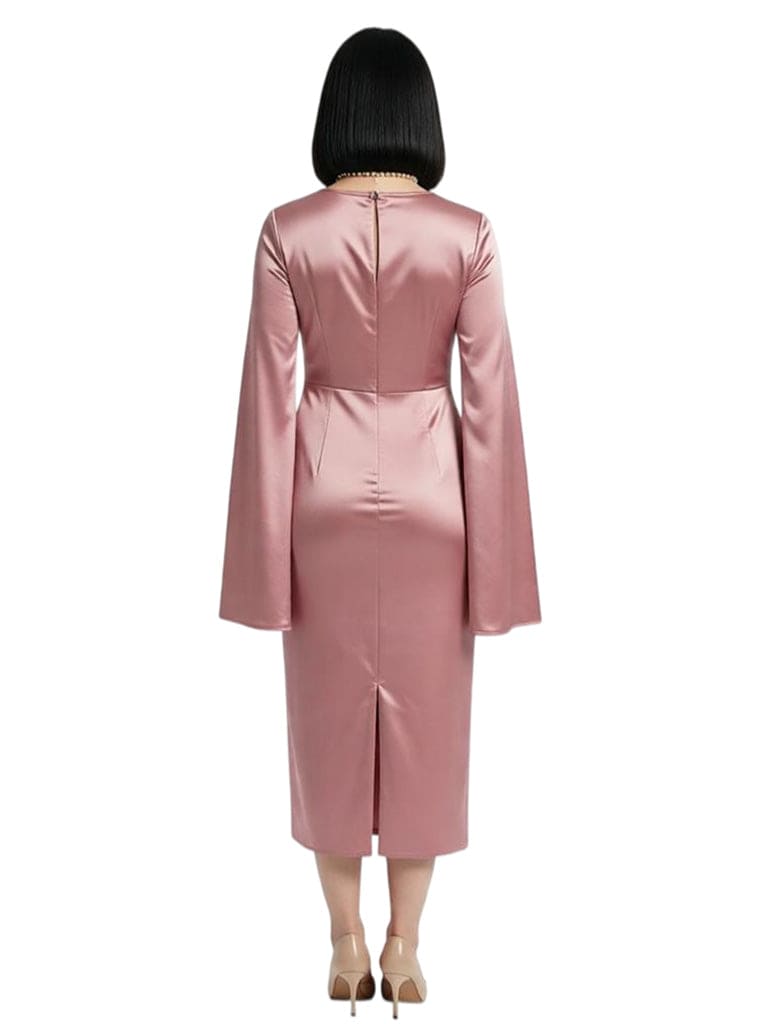 Chicsew Vintage Asymmetric Long Sleeves With Lace Satin Mermaid Mother of The Bride Dress