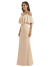 ChicSew Elegant V-neck Cold Shoulder Satin Mermaid Long Formal Dresses For Women