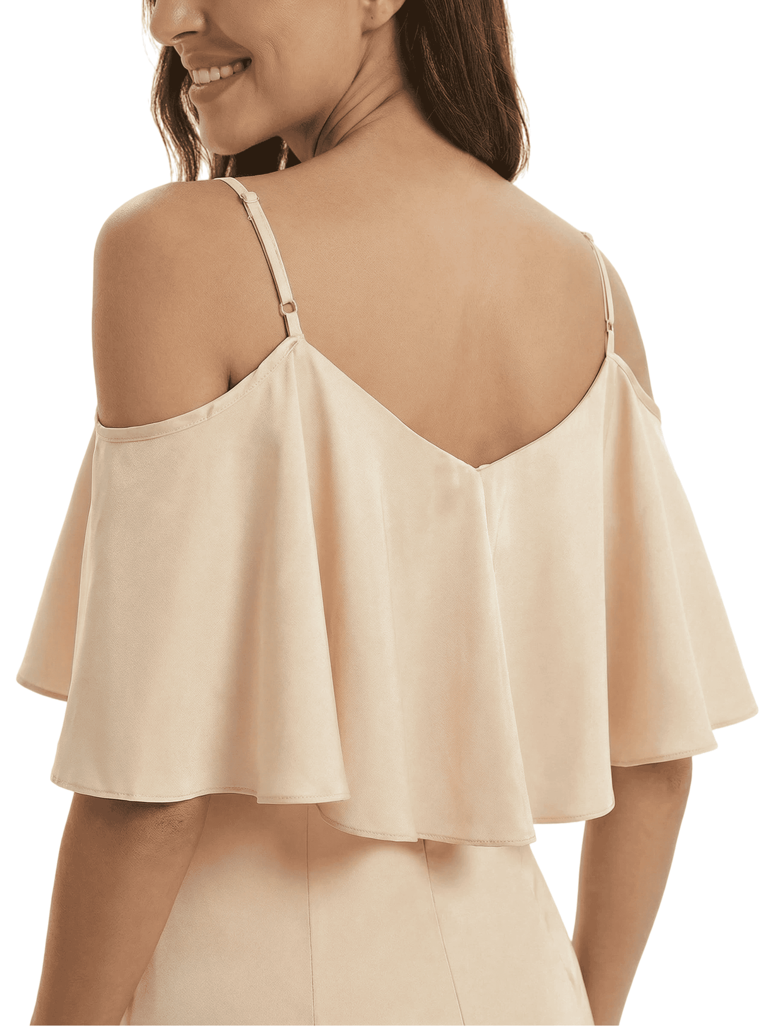 ChicSew Elegant V-neck Cold Shoulder Satin Mermaid Long Formal Dresses For Women