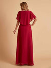 Elegant A-Line Chiffon Half Sleeves Cowl Neck Mother of the Brides Dresses Online UK
