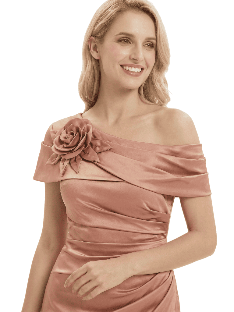 Modern Mother of The Bride Dress One Shoulder Ruched Satin Mermaid Long Evening Gown