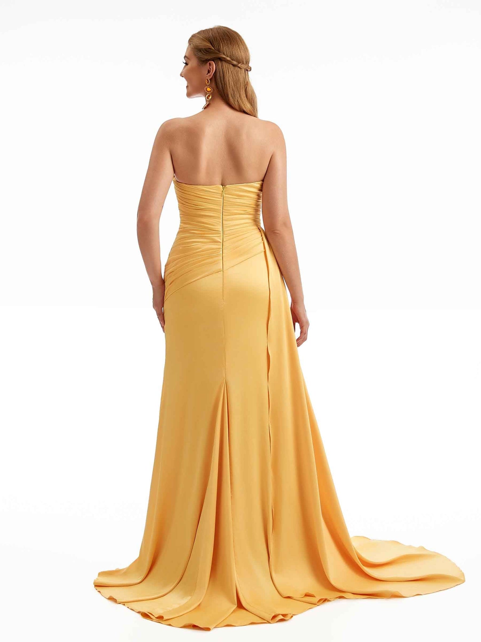 Sweetheart Sexy Side Slit Silky Satin Mermaid Chic Bridesmaid Dresses UK Online