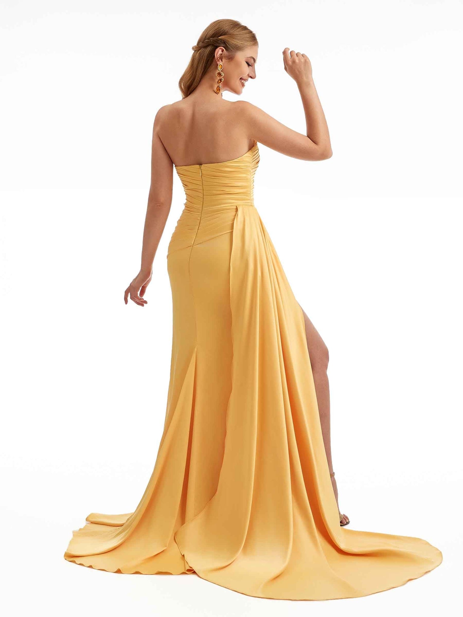 Sweetheart Sexy Side Slit Silky Satin Mermaid Chic Bridesmaid Dresses UK Online
