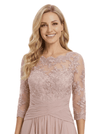 Modern Ruffle Chiffon Lace Illusion A-Line Mother Of The Bride Dress With Sleeves