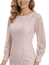 Lace Long Sleeve Cocktail Mother of the Bride and Groom Dresses