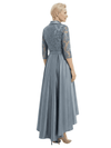 Timeless Scalloped V-Neck Lace Satin Mother of the Bride Gown With Sleeve
