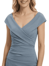 Elegant Off-the-Shoulder Knee Length Mother of the Bride Dress with Modern Ruched Sheath Silhouette