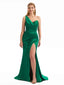 Modern One Shoulder Mermaid Silky Satin Side Split Long Bridesmaid Dresses Online