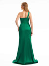 Modern One Shoulder Mermaid Silky Satin Side Split Long Bridesmaid Dresses Online