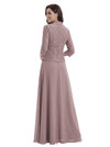 Chicsew Square Lace Chiffon Mother Of The Bride Maxi Gown 3/4 Sleeves Jacket Formal Mother Of The Bride Gowns