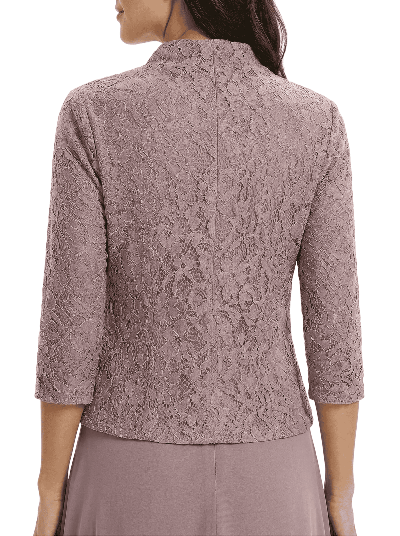 Chicsew Square Lace Chiffon Mother Of The Bride Maxi Gown 3/4 Sleeves Jacket Formal Mother Of The Bride Gowns