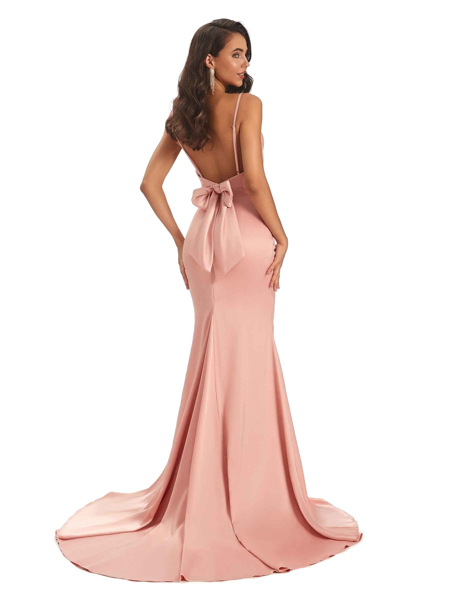 Sexy Soft Satin Spaghetti Straps Scoop Mermaid Bridesmaid Dresses UK Online