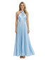 Elegant Halter Neck A-Line Floor-Length Pleat Satin Mother of the Groom Evening Dress Bow Knot