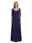 Elegant A-Line V-Neck Lace Long Sleeves Mother Of The Bride Dress Chiffon Gown