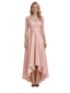 Chicsew Elegant Jewel Lace 3/4 Sleeves Satin High-Low A-Line Mother Of The Bride Dress