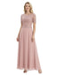 Mother of The Groom Dress Jewel Short Sleeves A-Line Floor-Length Chiffon Gown