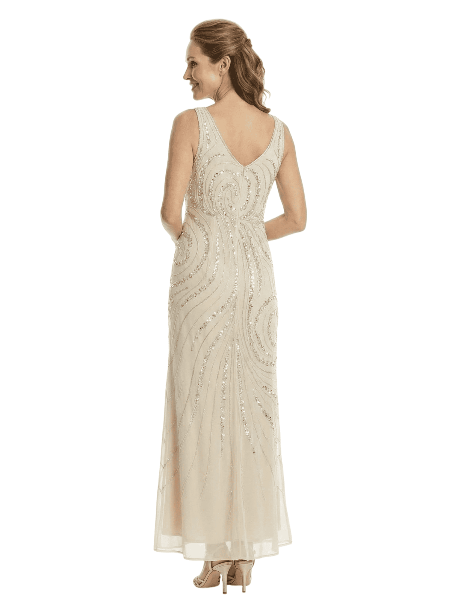 Chicsew Sparkly V-Neck Sleeveless Chiffon Mother Of The Bride Dresses With Jacket