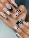 Halloween Press on Nails Fake Nails with Spiders Web Designs