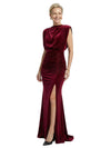 Luxury Velvet Casual Mermaid Mother Of The Bride Gown With Slit