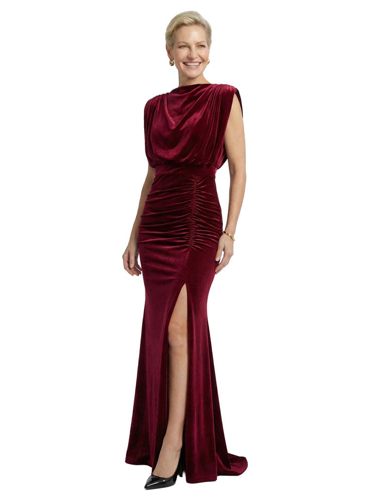 Luxury Velvet Casual Mermaid Mother Of The Bride Gown With Slit