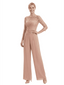 Chicsew Mother Of The Bride Pantsuit Modern Jewel Lace Chiffon Wide Leg Long Outfit Flowy Silhouette