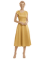 Chicsew Elegant Cap Sleeves Tea-Length Satin A-Line Mother of The Bride Dresses