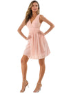 V-Neck A-line Chiffon Mini Length Bridesmaid Dresses