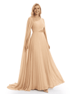 Chicsew Elegant Long Sleeves A-Line Chiffon Mother of The Bride Gown