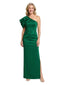 Unique One Shoulder Satin Mother of The Groom Dress Floor-Length Gown with Asymmetric Ruffle