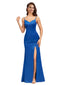 Elegant Spaghetti Straps Mermaid Side Slit Beauty Soft Satin Bridesmaid Dresses