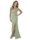 Sexy Ruffle Straps A-line Side Slit Chiffon Floor-Length Bridesmaid Dresses