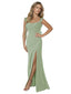 Sexy Ruffle Straps A-line Side Slit Chiffon Floor-Length Bridesmaid Dresses