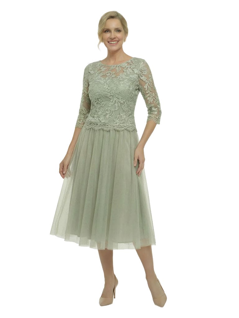 Elegant A-Line Jewel Lace Long Sleeve Mother Of The Bride Dress Chiffon Gown