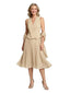 Sleeveless Chiffon Mother Of The Bride Dress Pleated Midi Dress With Shawl