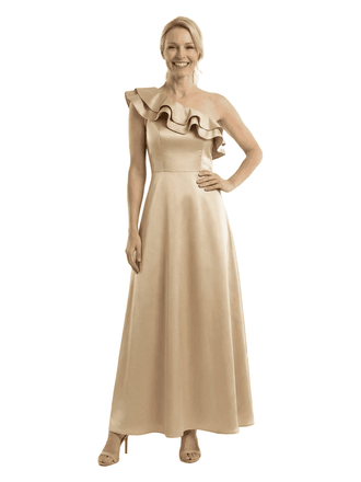 Chicsew Elegant One Shoulder Ruffle Ankle-Length Satin A-Line Mother Of The Bride Dresses