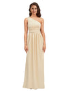 Elegant One Shoulder Soft Satin A-Line Long Bridesmaid Dresses