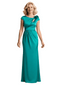 Modern Cap Sleeve Satin Floor-Length Mother Of The Bride Dress With Floral Shoulder