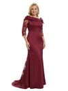 Classy Asymmetrical Long Sleeves Mermaid Satin Mother of The Bride Dress