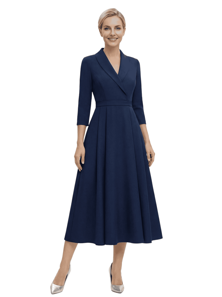 Chicsew Elegant V-Neck 3/4 Sleeves Mother Of The Groom Dress A-Line Gown