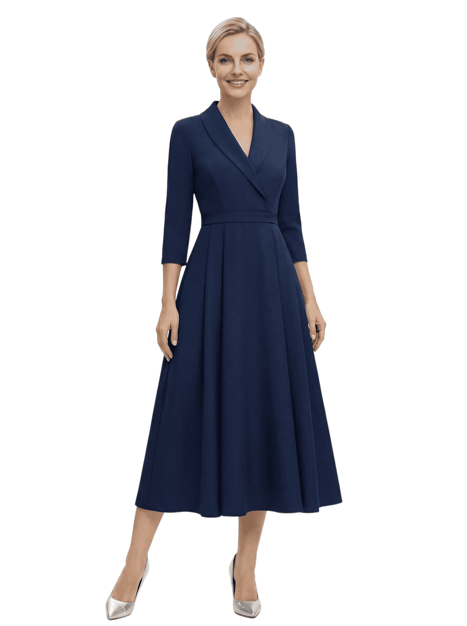 Chicsew Elegant V-Neck 3/4 Sleeves Mother Of The Groom Dress A-Line Gown