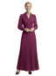 Chicsew Mother of The Bride Dress Blazer Neck Long Sleeve Pleated Crepe Maxi Gown Classy Elegant Design