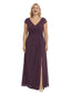 Elegant V-Neck Cap Sleeves Chiffon Sheath Mother Of The Bride Dress With Side Slit