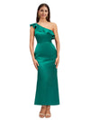 Sexy Mermaid Ruffle One Shoulder Soft Satin Ankle-Length Bridesmaid Dresses Online