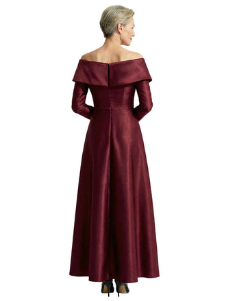 Classy Off Shoulder Long Sleeves Satin Mother Of The Bride A-line Gown