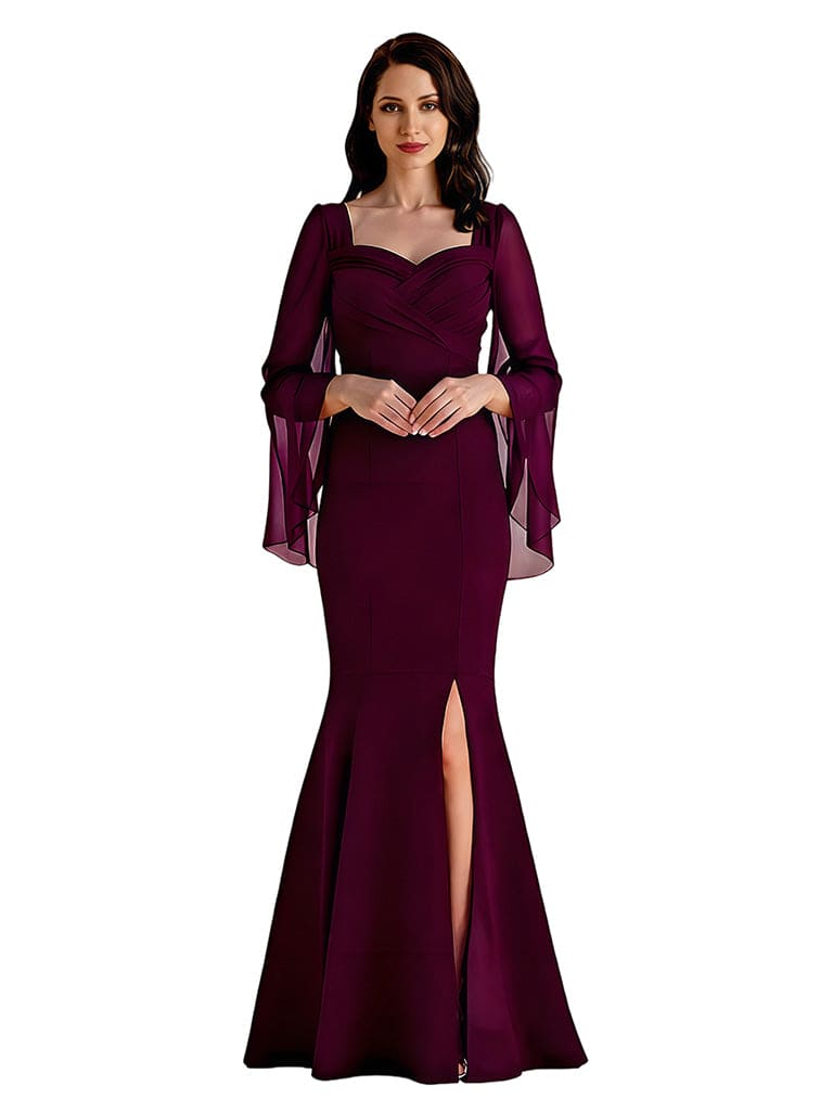 Elegant Mermaid Sweetheart Chiffon Flutter Sleeves Mother of the Brides Dresses