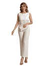 Elegant Jewel Crepe Applique Women's Pantsuits For Mother of The Bride and Jacket