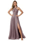 Unique A-line Halter Side Slit Chiffon Floor-Length Bridesmaid Dresses