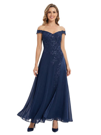 Pretty Off Shoulder A-Line Mother Of The Bride Dress With Floral Lace