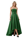 Fancy Strapless High Low Satin Mother Of The Bride Dress Bow Knot A-Line Gown