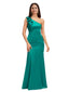 Sexy One Shoulder Mermaid Soft Satin Beauty Long Bridesmaid Dresses